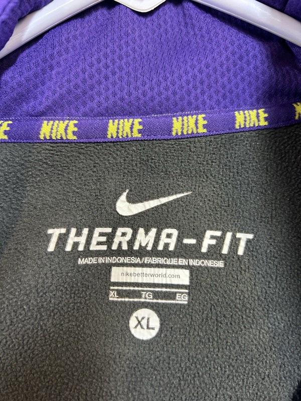 Nike Therma-FIT Men's 1/4 Zip Mock Neck Colorblock Pullover Size XL Purple/Black gallery