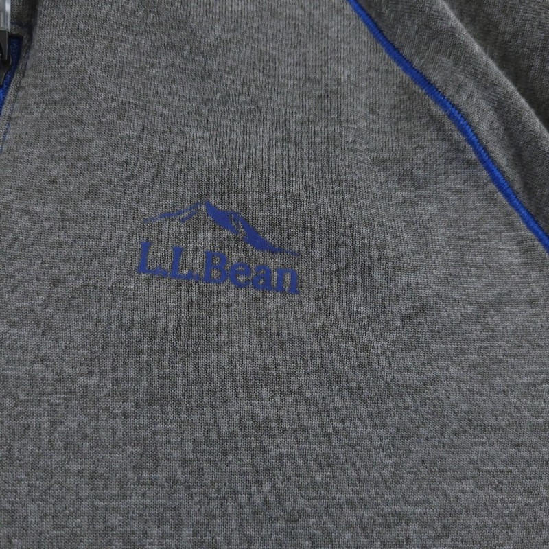 LL Bean Pullover Mens L Gray Quarter Zip Performance Activewear Reflective Tee gallery