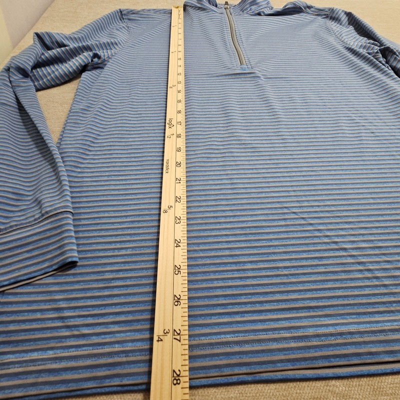 Straight Down Quarter Zip Pullover Mens L Blue Grey Striped Performance Stretch gallery