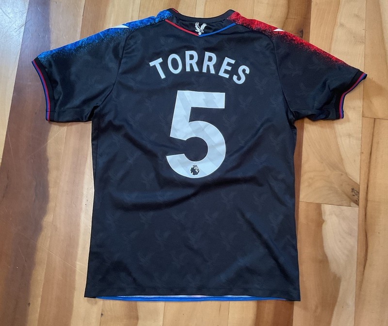 Crystal Palace Away Macron NET88 Torres 5 Black Red Blue Soccer Jersey Large gallery
