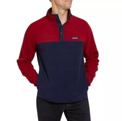 Lands’ End Fleece Pullover Top Shirt Soft Stretch Burgundy Navy Men’s XL