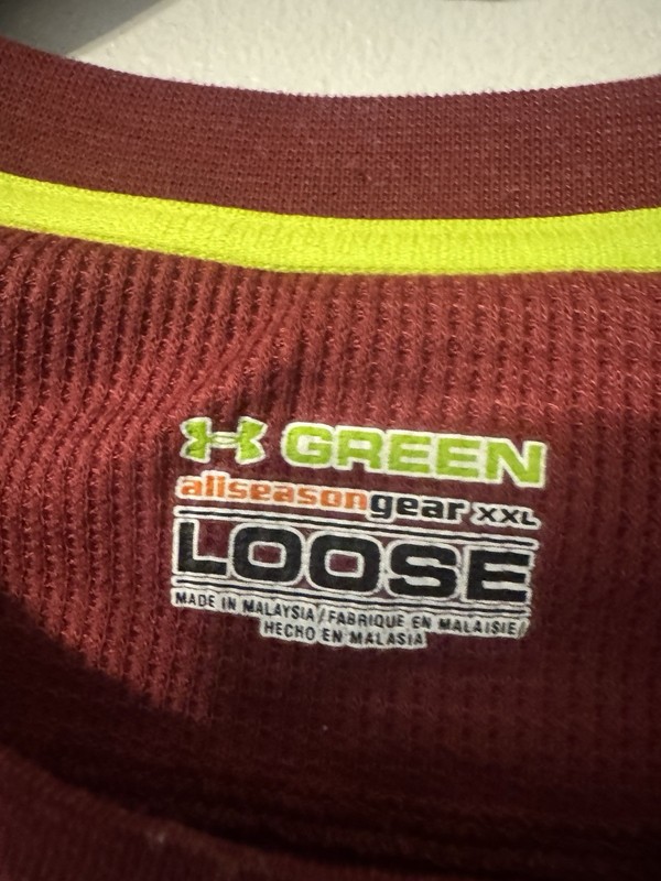 Under Armour Men's Thermal Shirt Maroon Long Sleeve Allseasongear Green Loose 2X gallery
