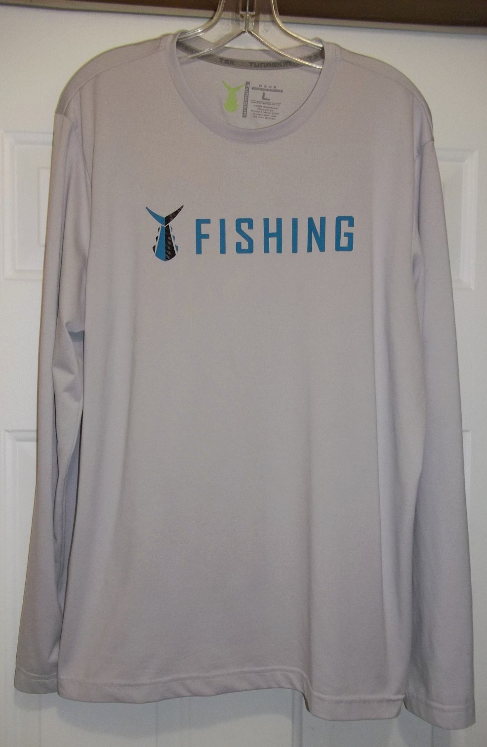 TUNASKIN Echo Performance Mens LS Pullover T-Shirt Size L Fishing Gray Polyester gallery