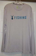 TUNASKIN Echo Performance Mens LS Pullover T-Shirt Size L Fishing Gray Polyester