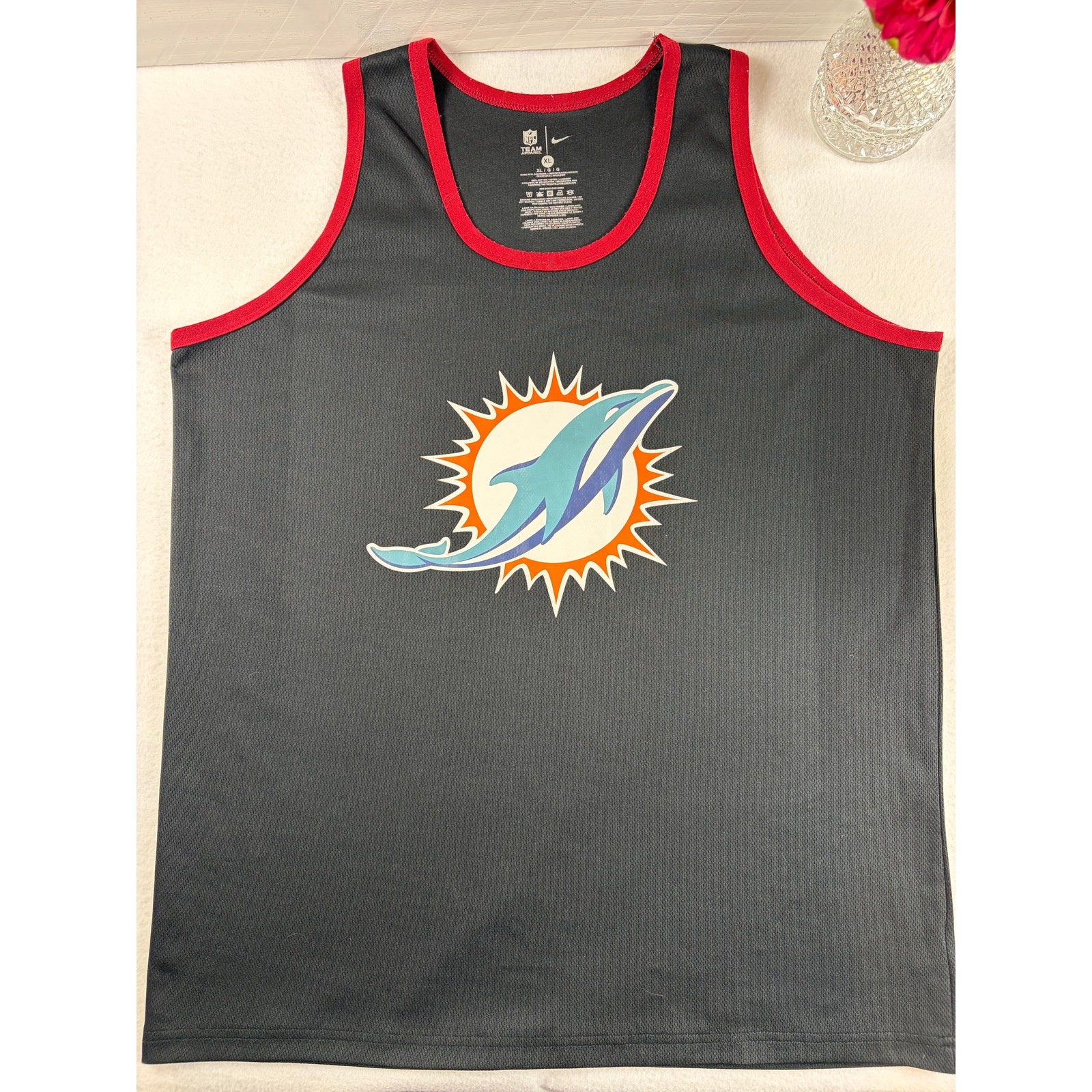 Nike Miami Dolphins NFL Tank Top Size XL Grey Red 100% Cotton Jersey gallery