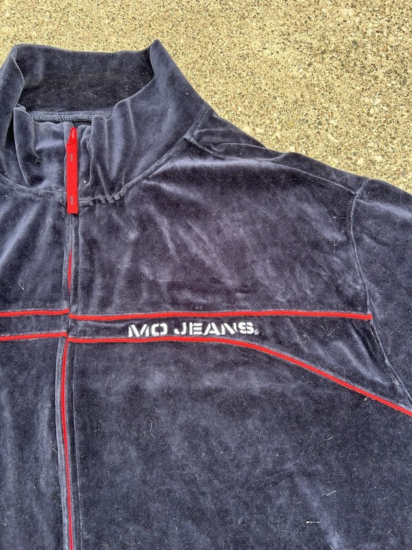 VTG MAURICE MALONE Mo Jeans Co 2 Piece Jumpsuit Set Blue/Red Size 5XL gallery