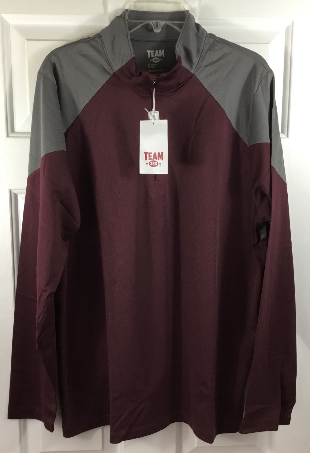 Team 365 1/4 Zip Pullover Mens Large Dark Maroon Gray Sweatshirt Lightweight gallery