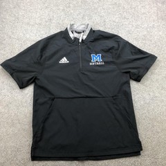 Adidas Pullover Mens Small Black Baseball 1/4 Zip Short Sleeve Softball Top