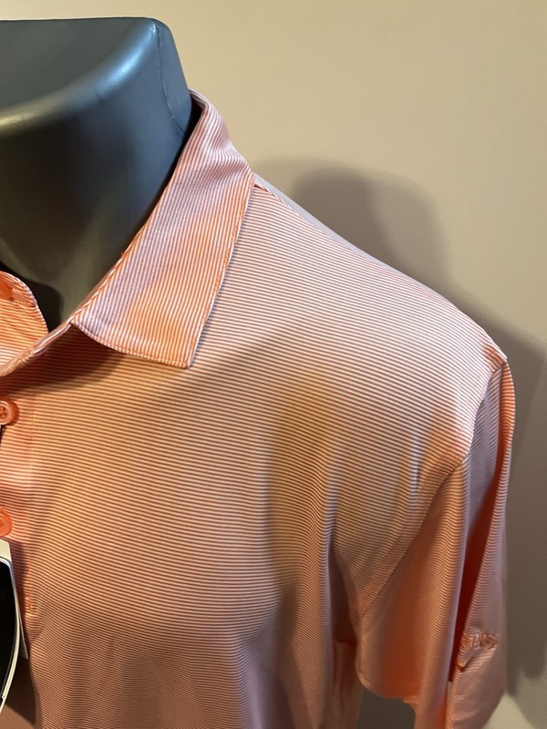 Callaway Men's Golf Shirt Orange Striped Medium Poly Spandex - NWT gallery