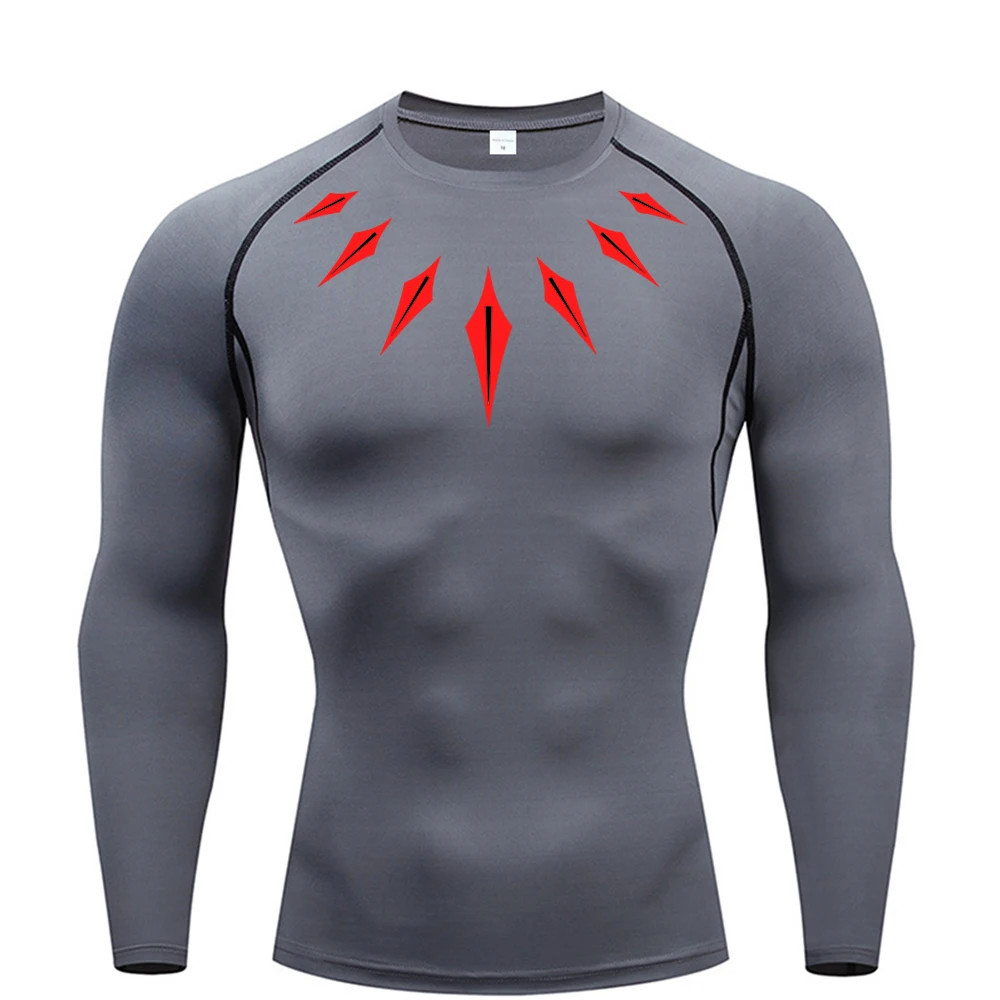 Men'S Long Sleeve Compression Shirt Printed Water Sports Rash Protection
