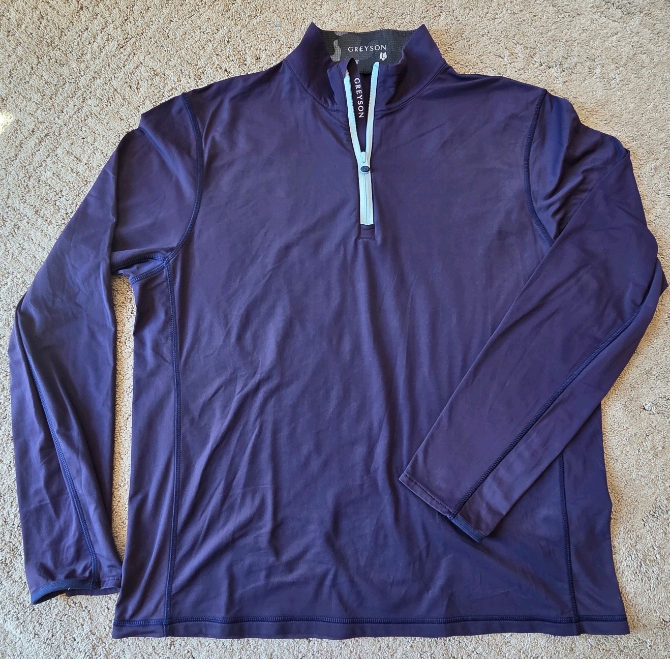 Greyson Guide Sport Lightweight Quarter Zip Long Sleeve Golf Indigo Blue Large gallery