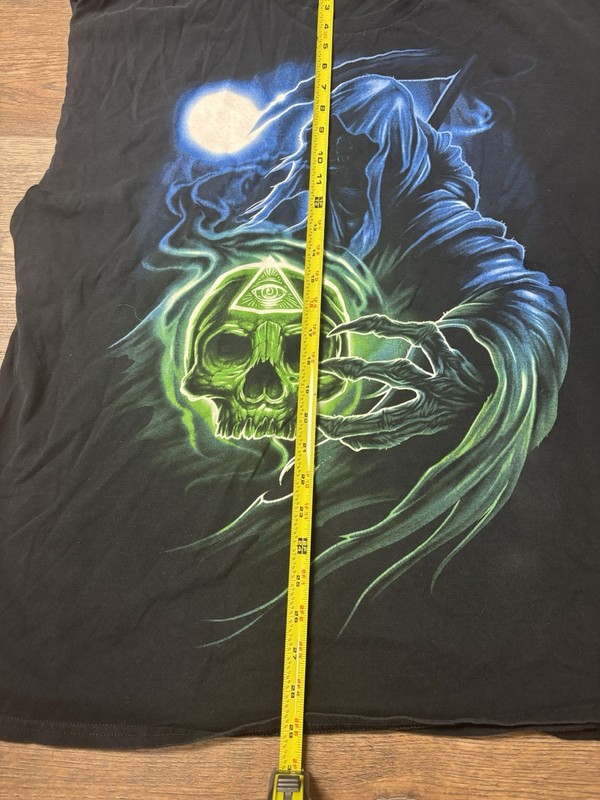 Grim Reaper Illuminati All Seeing Eye Skull Black Tank Top Y2K Tattoo 2XL gallery