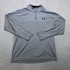 Under Armour Pullover Mens Large Grey Quarter Zip Golf Heatgear Lightweight Logo