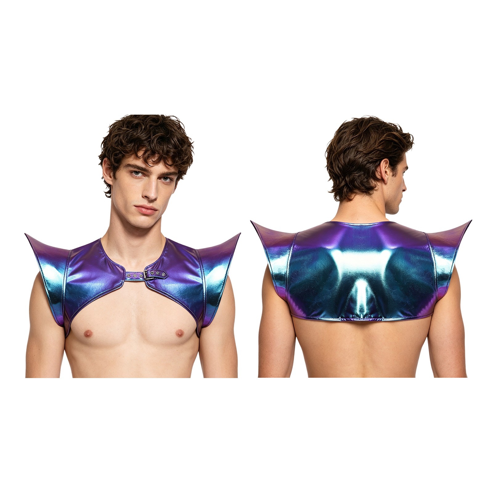 Men Costume Cosplay Crop Top Structured Tops Open Front Shoulder Armor Carnival gallery