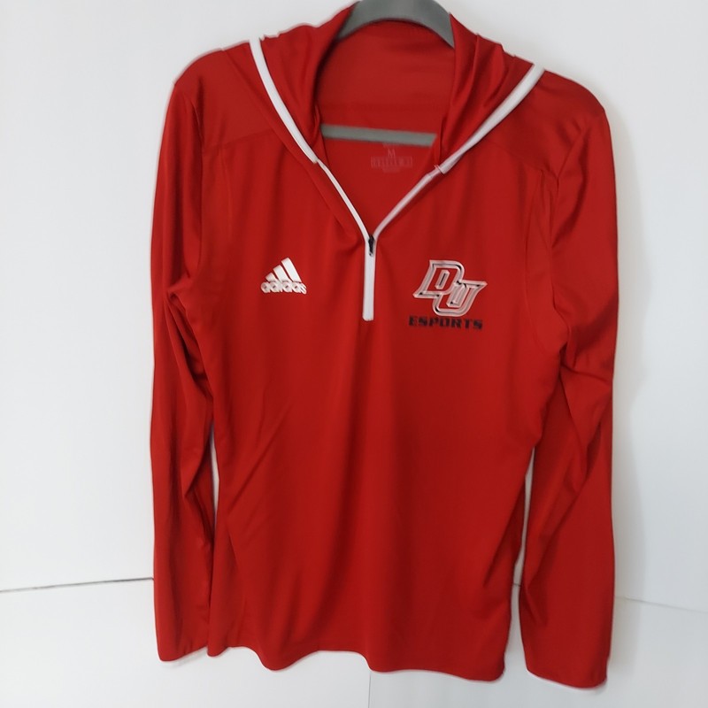 Adidas Pullover Jacket Mens Medium Red 1/4 Zip Long Sleeve Pullover Esports gallery