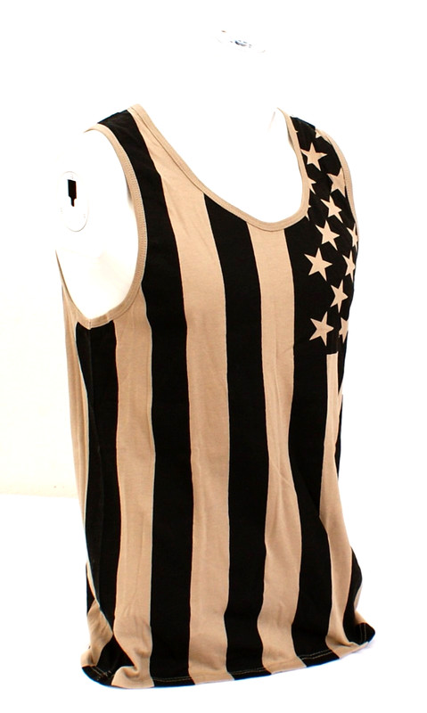 Brooklyn Cloth Men's S Black Tan Sleeveless Tank Top Shirt gallery