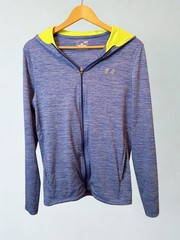 Under Armour Heatgear Full Zip Hooded Top Men’s Small Blue Neon Green