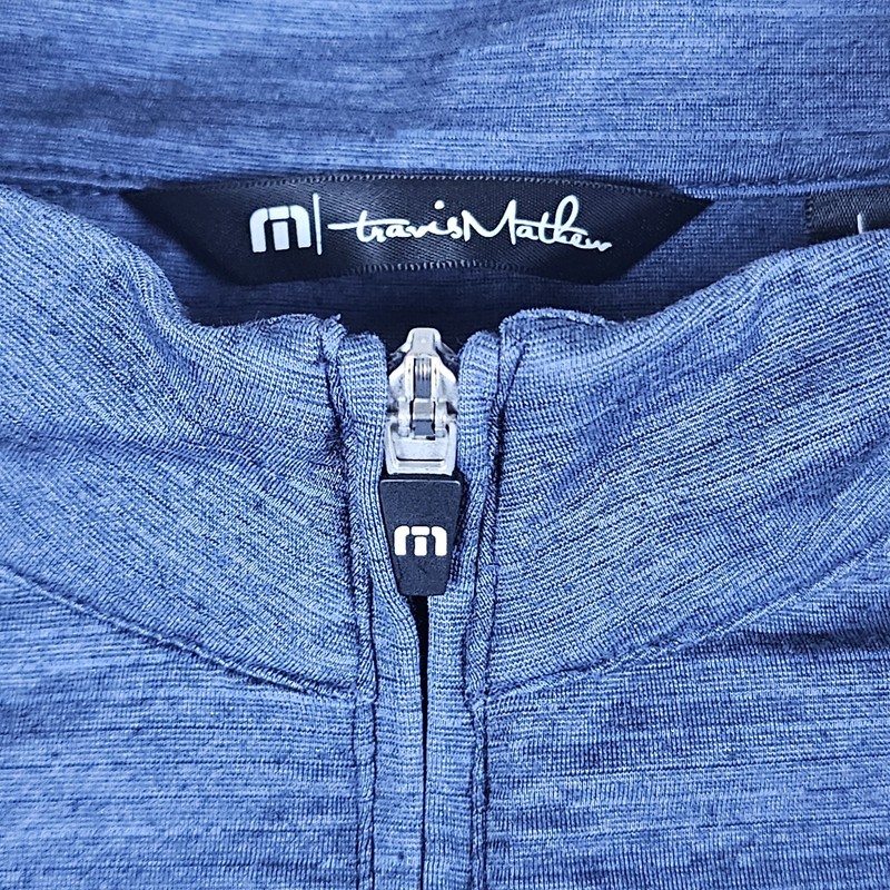 Travis Mathew Havasu 1/4 Zip Pullover Mens Large Blue Long Sleeve Golf Shirt gallery
