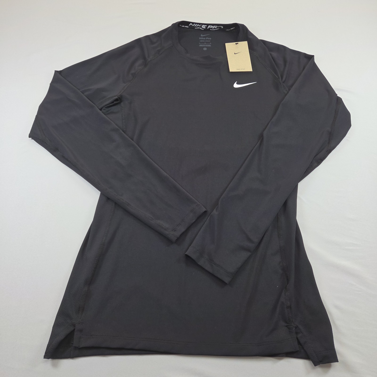 Nike Pro Mens Dri-Fit Base Tight Compression Top Long Sleeve T Shirt Black L gallery