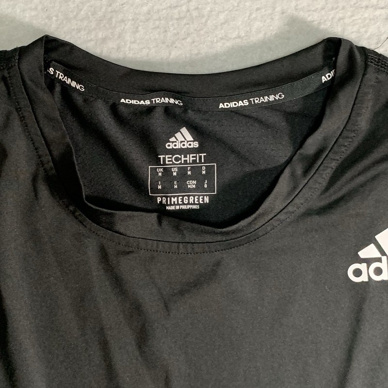Mens' Long Sleeved black Adidas Training Shirt TechFit PrimeGreen Medium gallery