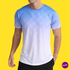 APTRO Men’s Moisture Wicking Gym T-Shirt, Breathable Mesh, Gradient Blue, UK M