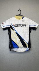 Primal Cycling Jersey Mens Small White Black Tour de Cure ADA Short Sleeve Road