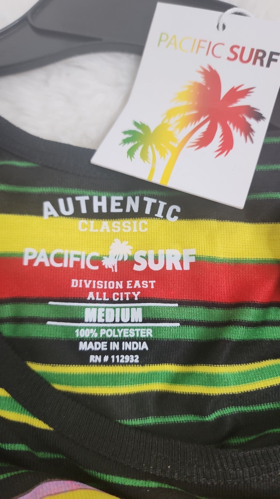 Pacific Surf Men's Rasta Lion Striped Tank Top M Black Yellow Red Green gallery