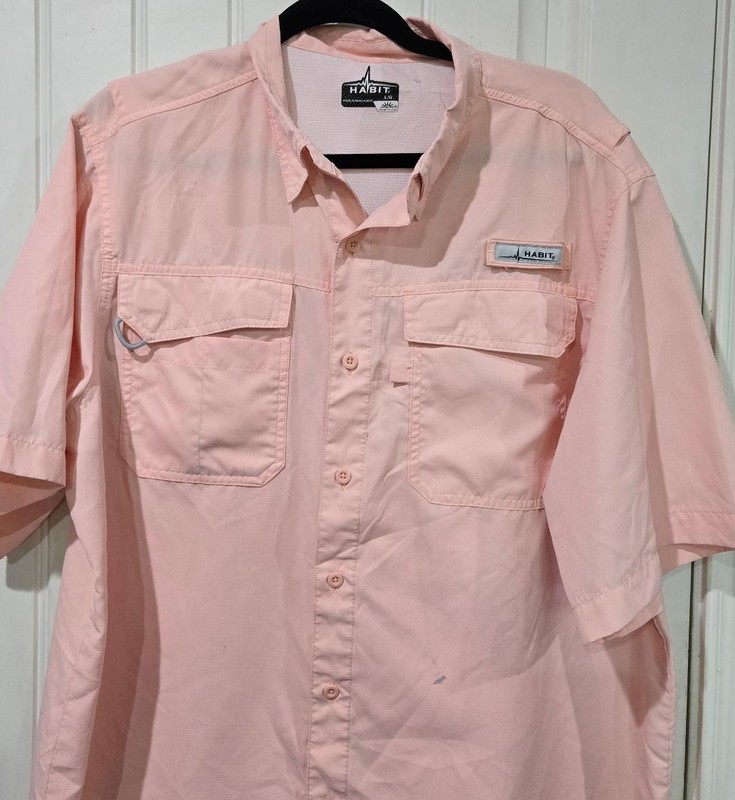 Habit Shirt Mens LARGE Pink/Peach Solar-Factor UPF 40 Performance Fishing/FLAW gallery