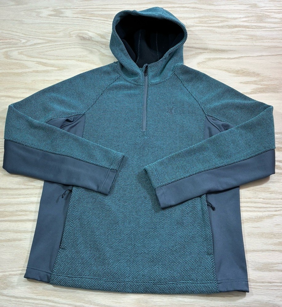 Men’s Spyder 1/4 Zip Heavyweight Pullover Hoodie Top Sweater Adult Large Green