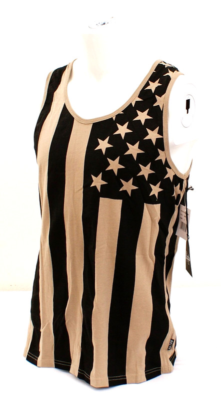 Brooklyn Cloth Men's S Black Tan Sleeveless Tank Top Shirt gallery