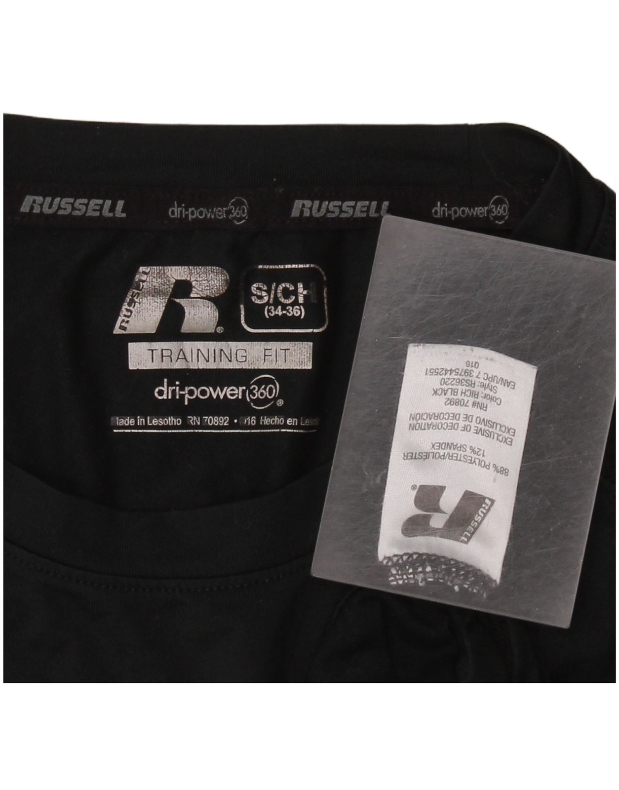 RUSSELL ATHLETIC Mens Dri-Power Top Long Sleeve UK 34/36 Small Black BE29 gallery