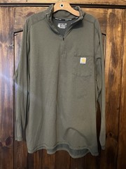 Carhartt Force Quarter Zip Pocket T-Shirt Green Men’s 2XL Relaxed Fit TK4255-M