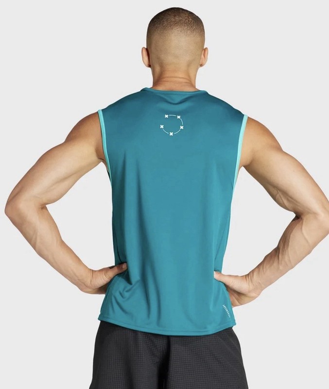 Adidas Unisex Medium NYC Running Carrera Singlet Tank Top Legacy Teal IK6885 NWT gallery
