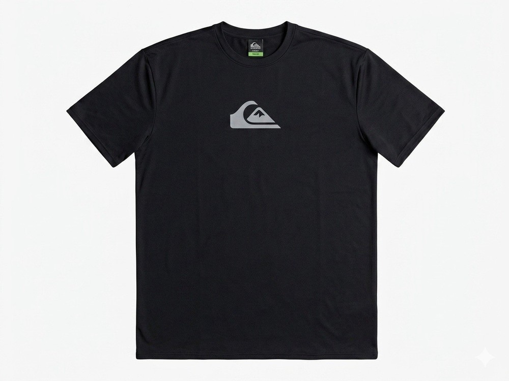 Quiksilver Swim Shirt Mens Medium M Black UPF 50+ Sun Protection Surf Rashguard