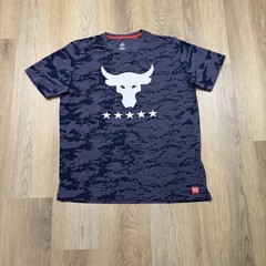 Under Armour Project Rock Shirt Mens Large Blue Camo Freedom USA Flag Tee