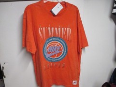 NIKE MENS SUMMER LEAGUE (BASKETBALL) CLASSIC LOGO T SHIRT (LARGE) NWT ORANGE $$$