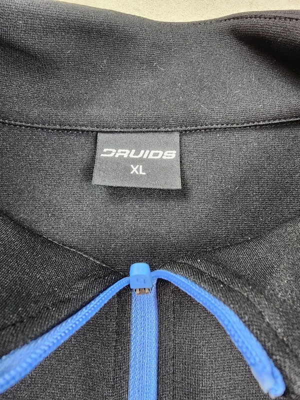 Druids Mens 1/4 Zip Pullover Top Activewear XL Black W/ Blue Trim gallery
