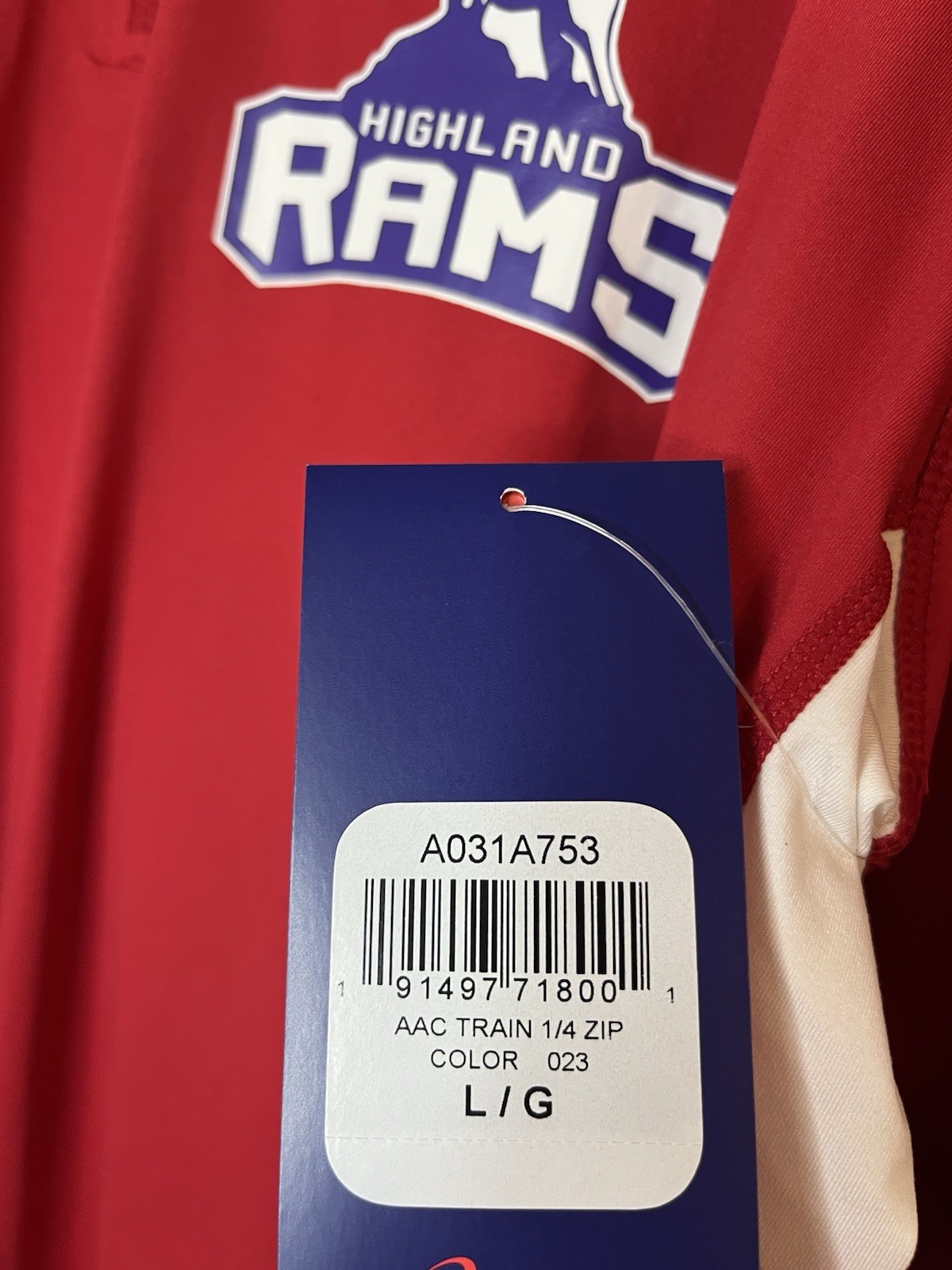 NWT ASICS Highland Rams 1/4 Zip Pullover. Large. Red gallery