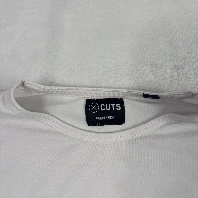 Cuts White Curve-Hem Short Sleeve Activewear Athletic Pullover Shirt Mens Medium gallery