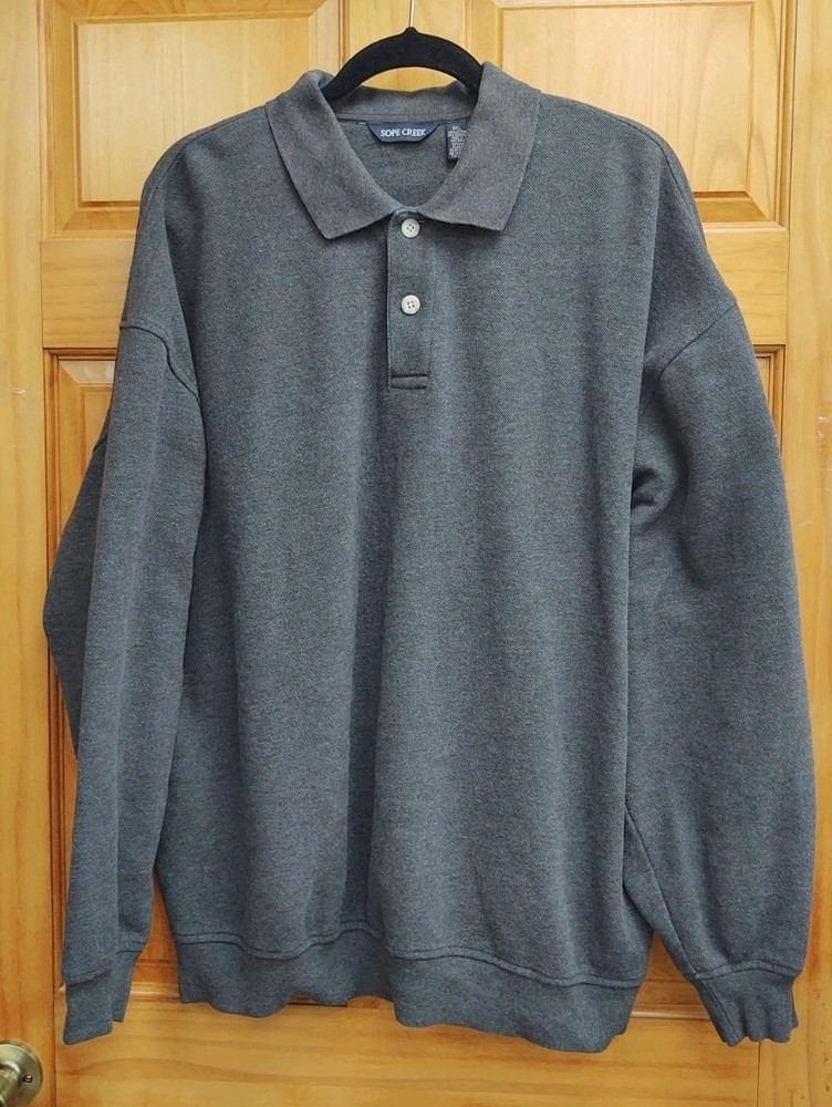 Sope Creek Long Sleeves Men's Pull Over Warm Shirt Size 2 XL Gray Heavy Weight