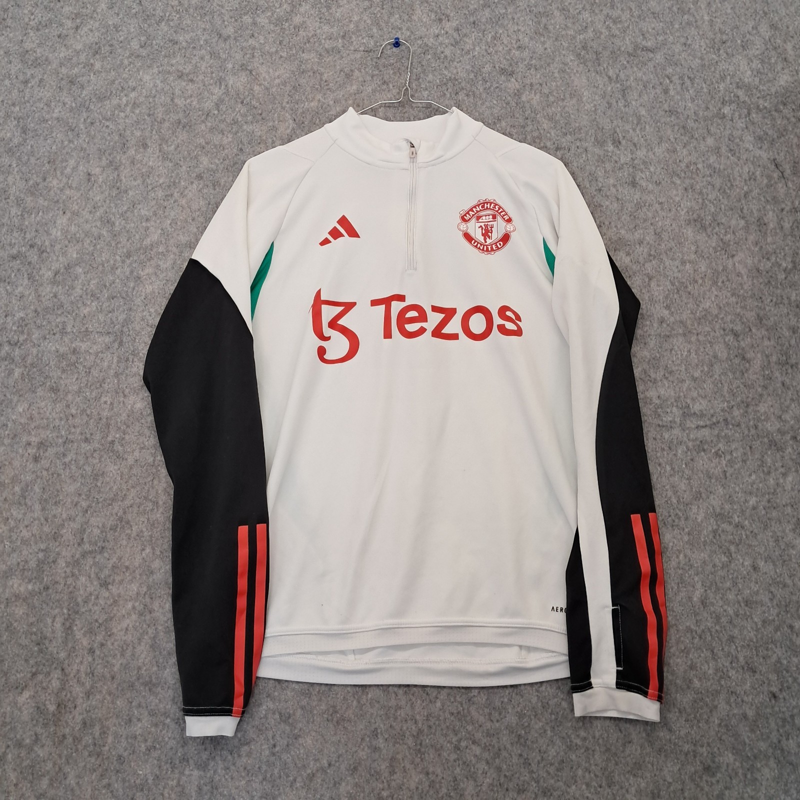 Adidas Manchester United Top Mens Small White Football Track Training Slim 2023 gallery