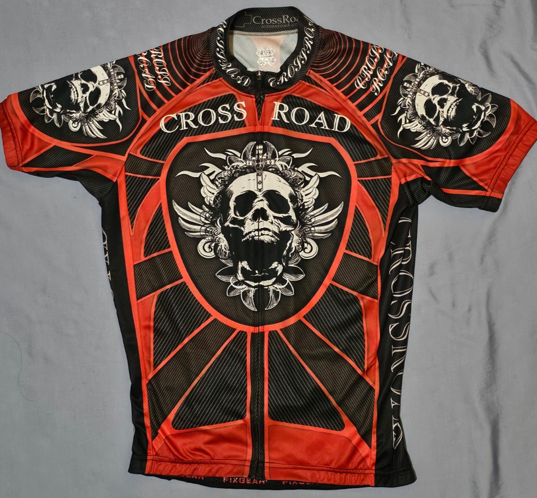 FixGear Cyclist Jersey Large Crossroad Skull Print Full Zip Short Sleeve gallery