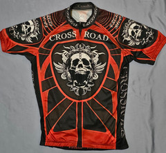 FixGear Cyclist Jersey Large Crossroad Skull Print Full Zip Short Sleeve
