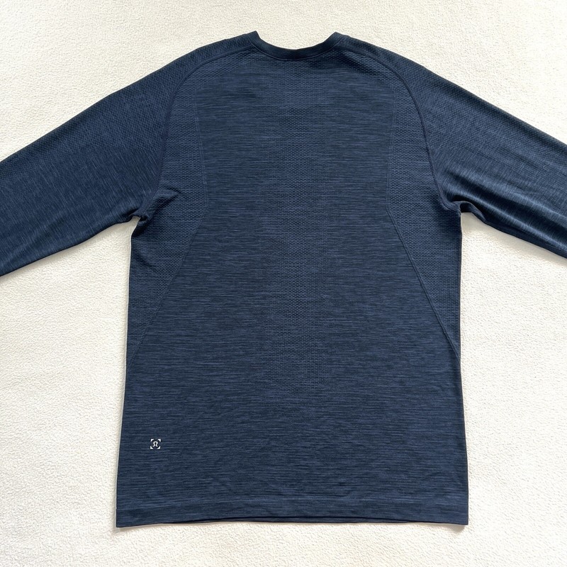 Lululemon Men Mineral Blue Nautical Navy Metal Vent Tech LS Long Sleeve Shirt S gallery