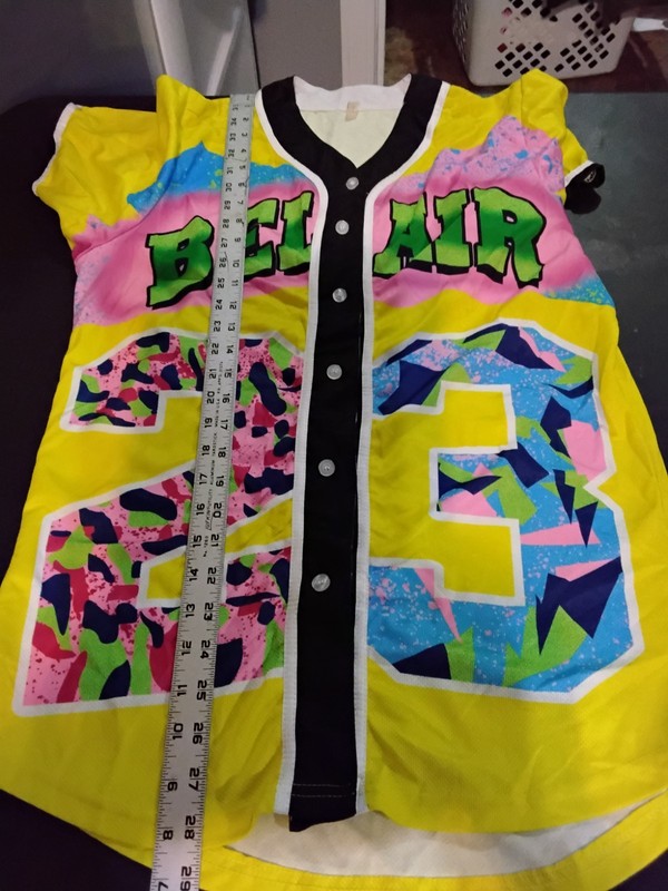 'Fresh Prince of Bel-Air' style number 23 baseball jersey in a multi-color L gallery