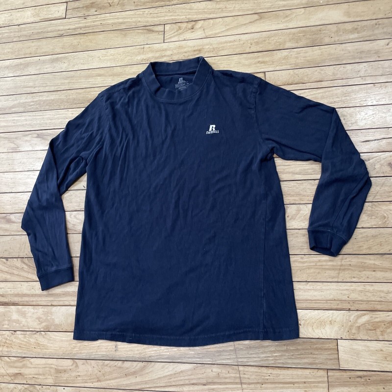 RUSSEL ATHLETIC Mock Neck Shirt Men M Blue Black Long Sleeve Baseball Sports 38" gallery
