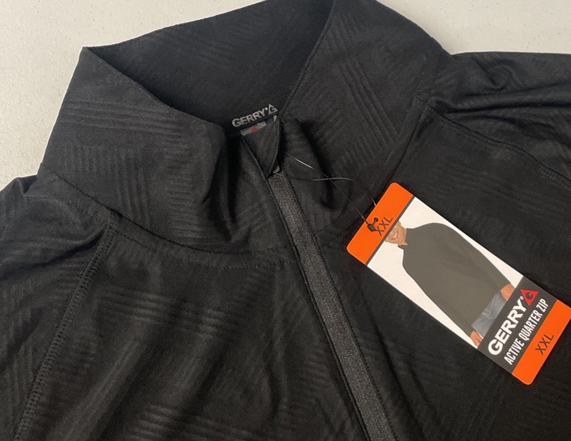 GERRY Mens Active Quarter Zip Regular Fit Pullover Shirt XXL Wicking BLACK Top gallery