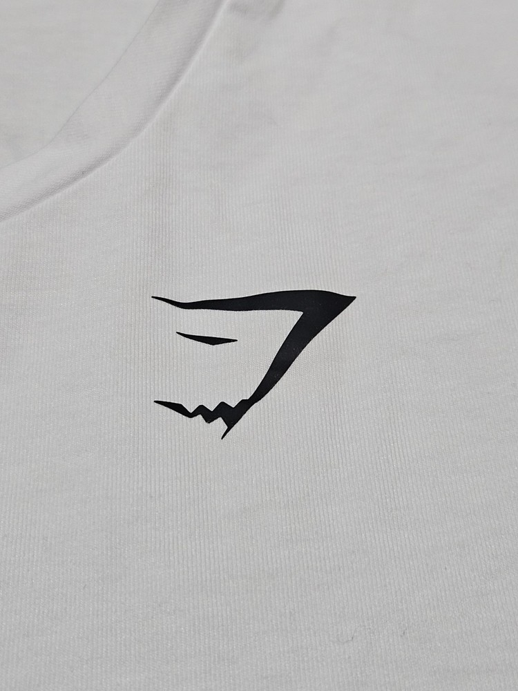Gymshark Men's Cut-Off Tshirt Tank Sleeveless White Large Training Logo