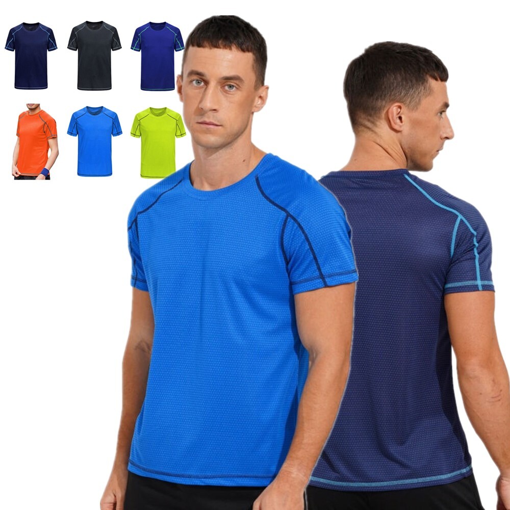 Mens Solid Color Short Sleeve T-Shirt Quick Dry Sport Muscle Tops Activewear gallery