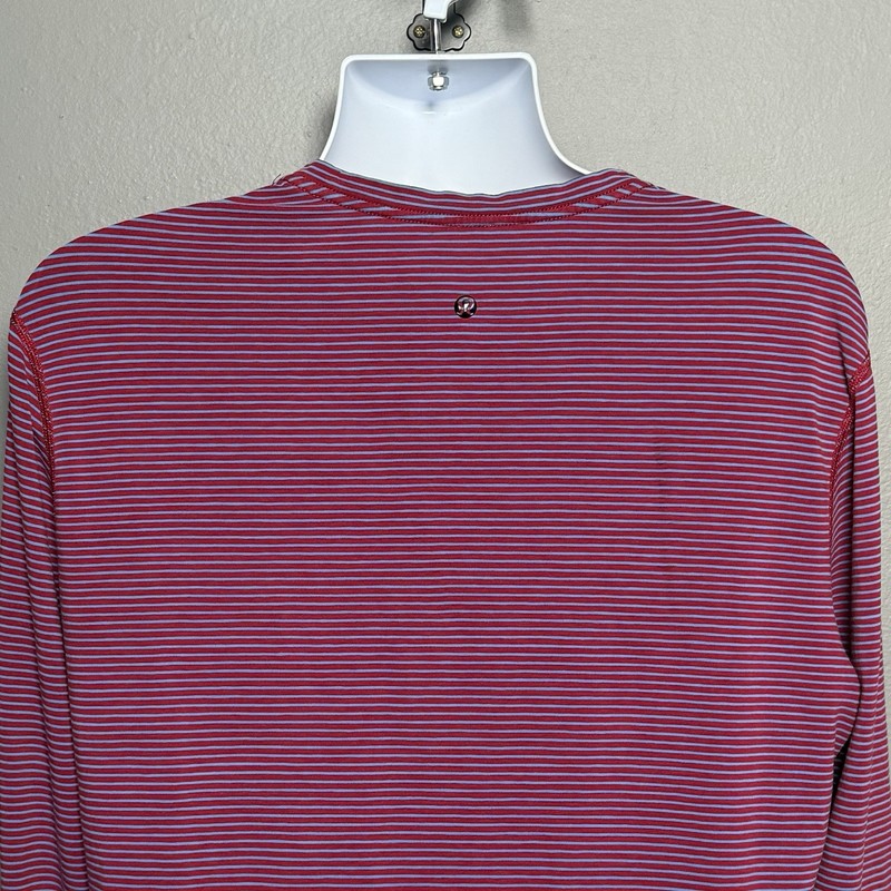 Lululemon Men’s Sz XL 5 Year Basic Long Sleeve Shirt Pocket Red Blue Stripe gallery